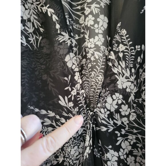 Oscar de la renta Pink Label Robe Black White sheer print Plus size 1X - Picture 6 of 6